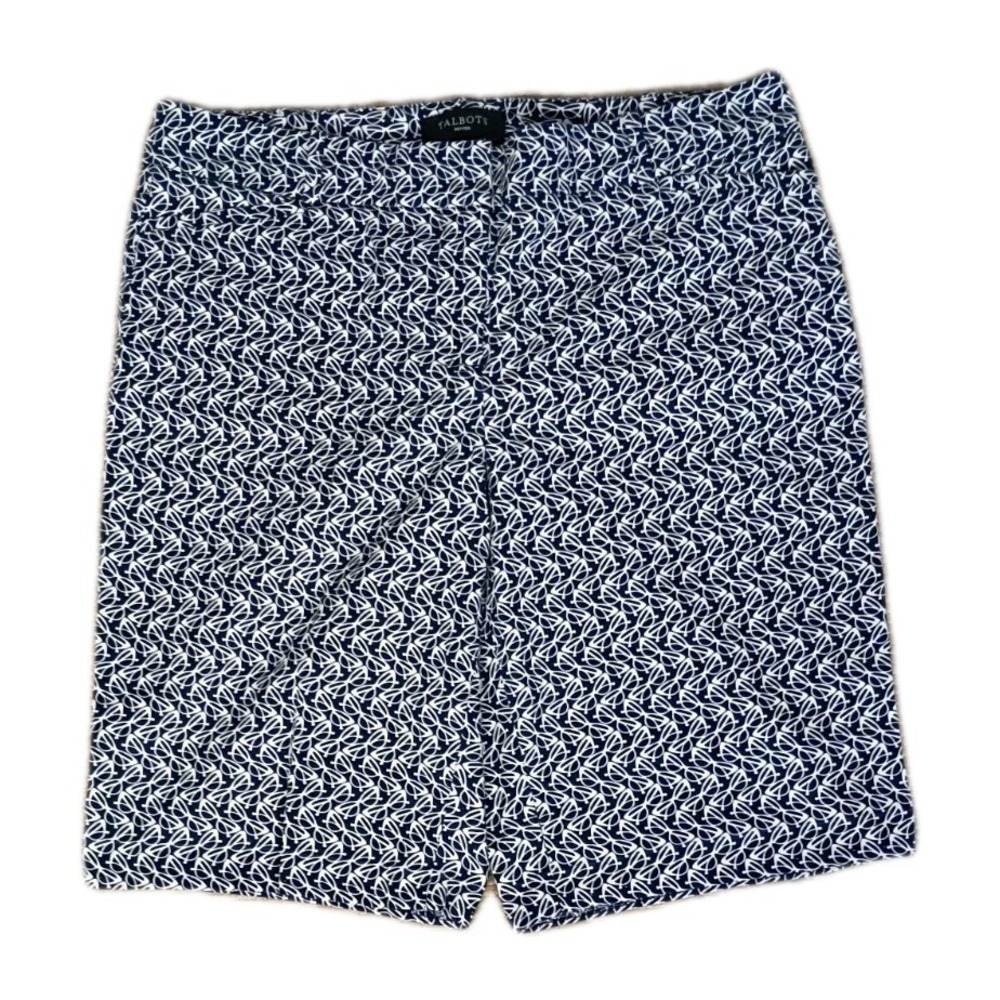 Talbots Blue White Casual Shorts Petites Size 8P Glasses Pattern